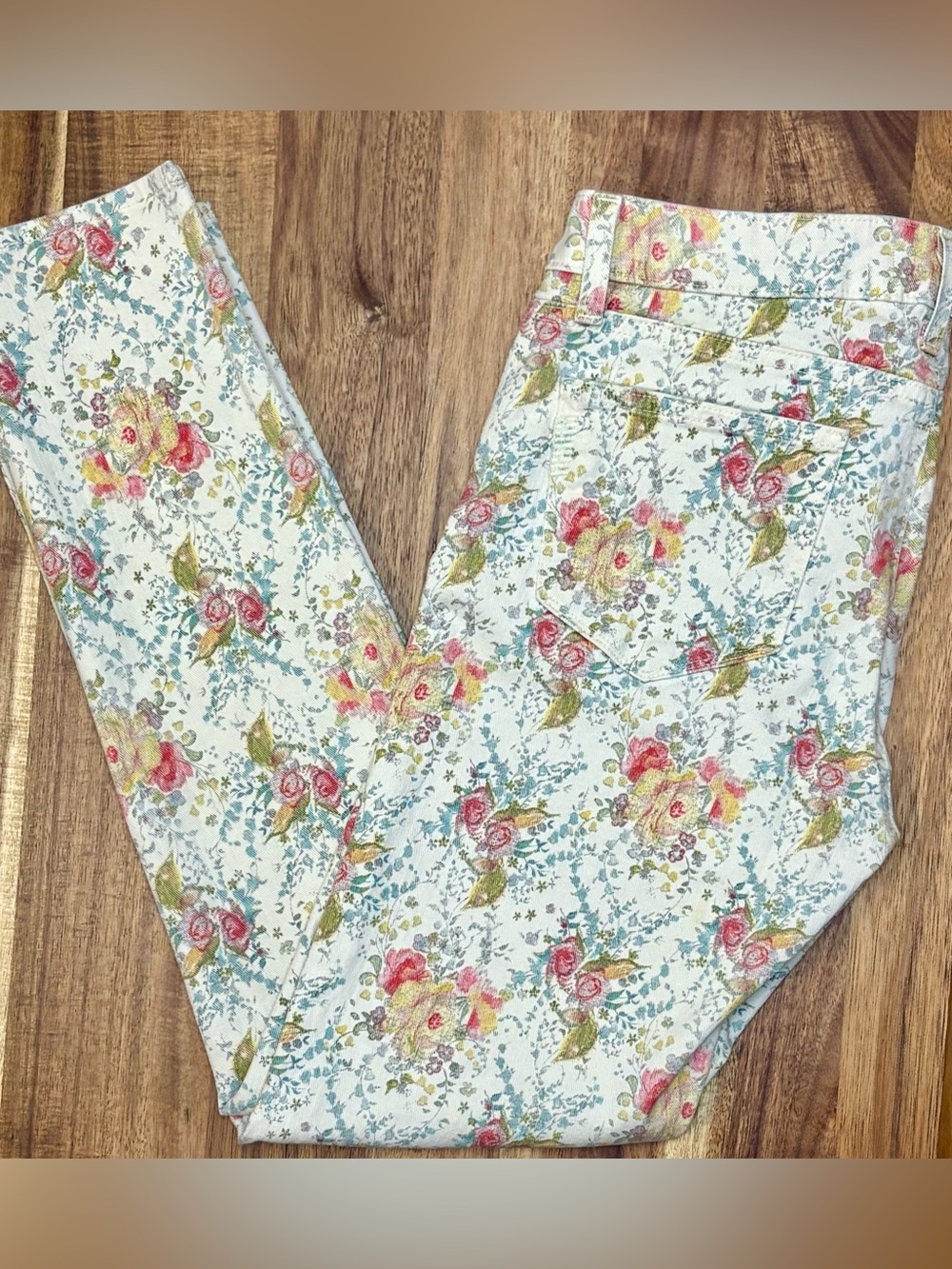 PAIGE Women’s Skyline Ankle Peg  Mid Rise Jean Keighley Floral Print size 30